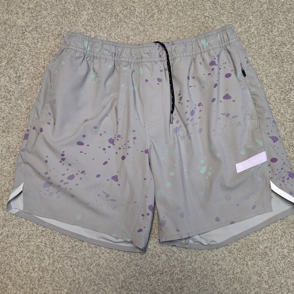 Legends Luka Lined Performance Shorts Mens Gray Purple Splatter Running Gym